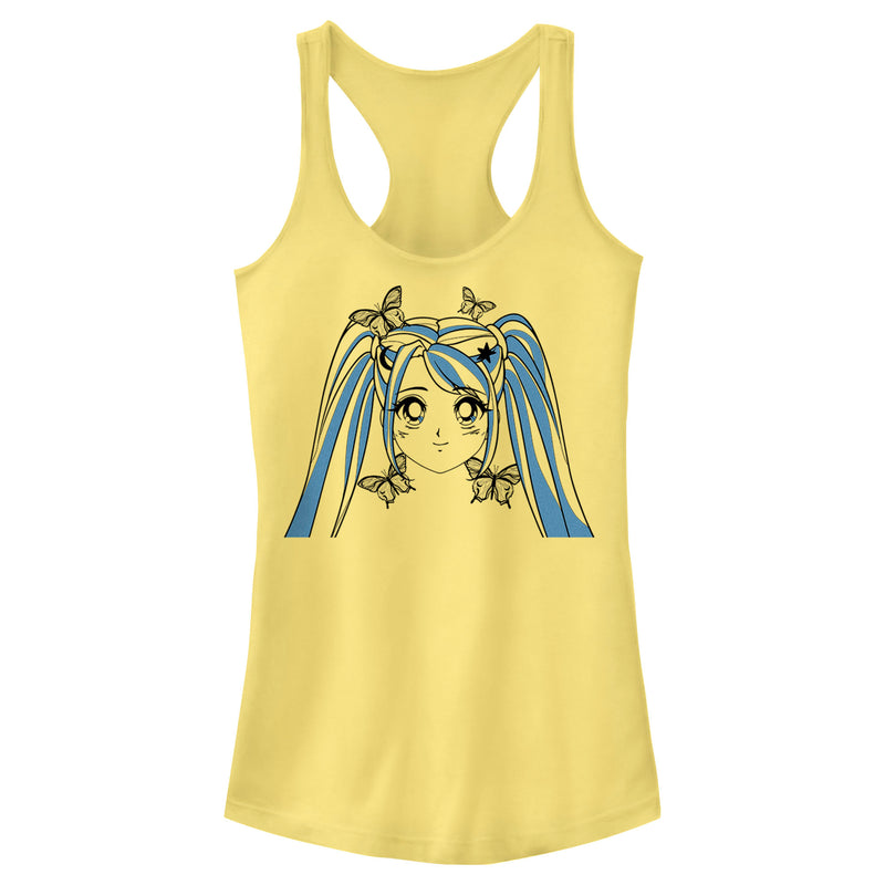 Junior's Lost Gods Butterfly Anime Face Racerback Tank Top