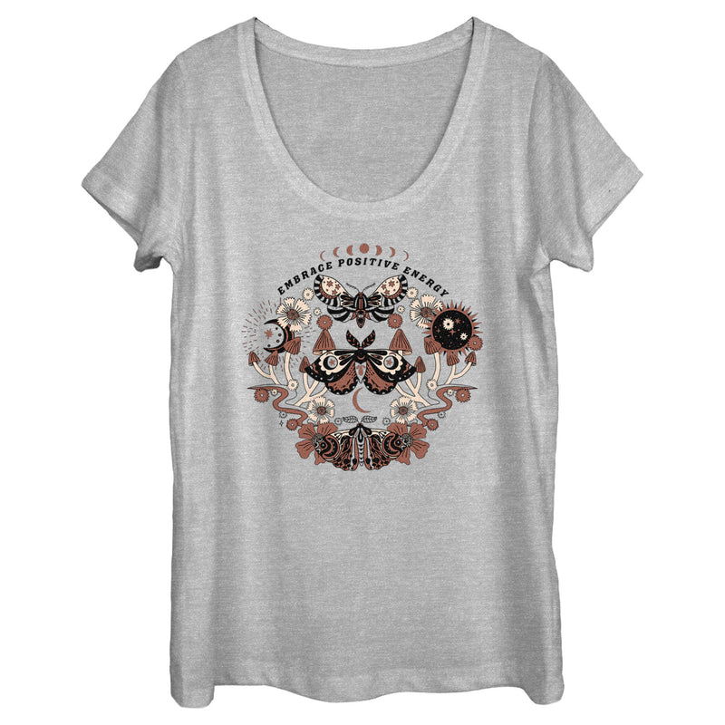 Women's Lost Gods Positive Energy Moths Scoop Neck