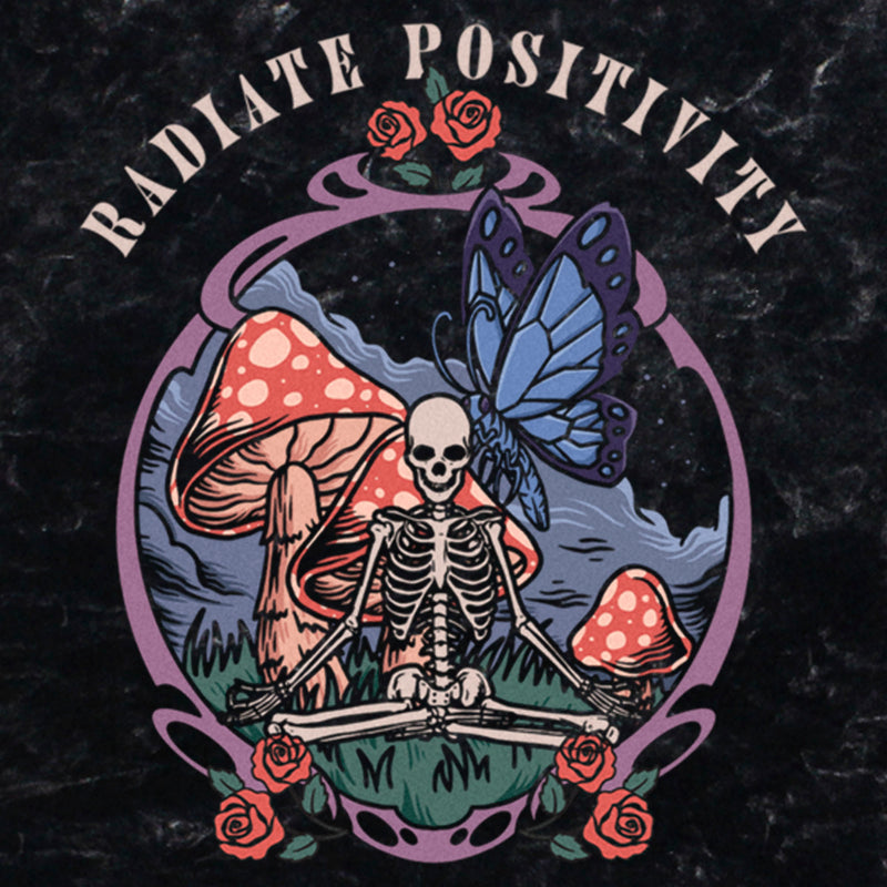 Junior's Lost Gods Radiate Positivity Skeleton T-Shirt