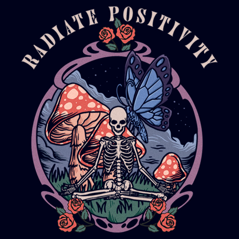 Junior's Lost Gods Radiate Positivity Skeleton T-Shirt