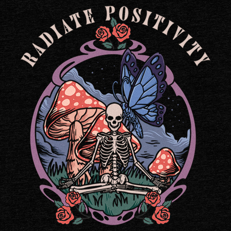 Junior's Lost Gods Radiate Positivity Skeleton Sweatshirt