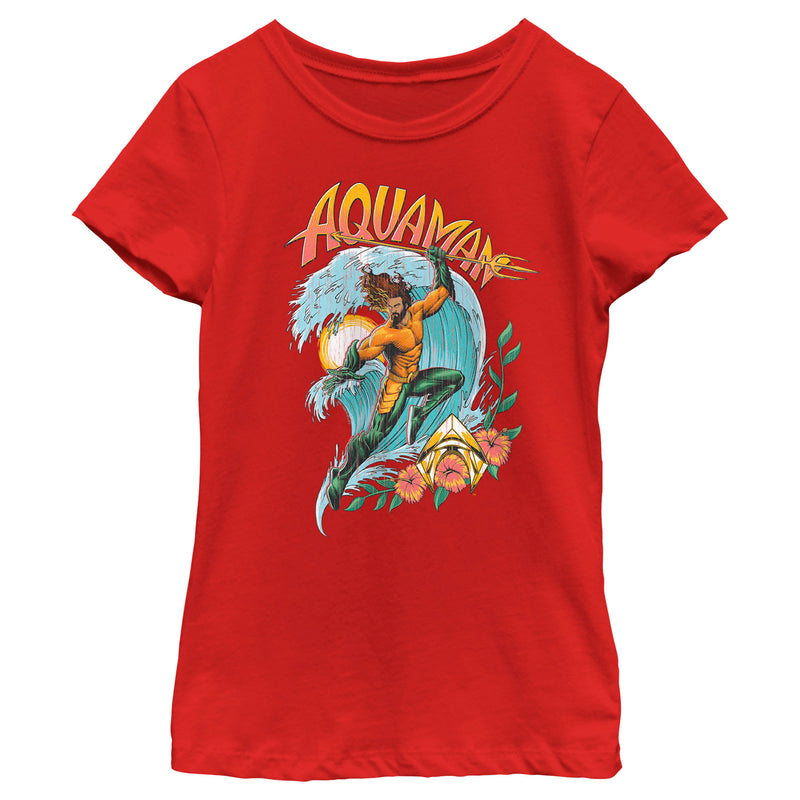 Girl's Aquaman and the Lost Kingdom Retro Action Pose T-Shirt