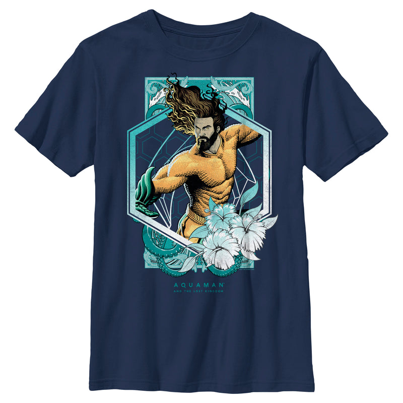 Boy's Aquaman and the Lost Kingdom Floral Portrait T-Shirt