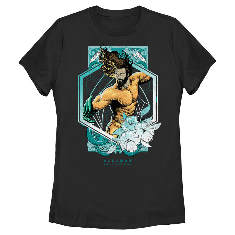 Women's Aquaman and the Lost Kingdom Floral Portrait T-Shirt