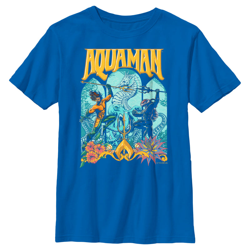 Boy's Aquaman and the Lost Kingdom Retro Window Poster T-Shirt