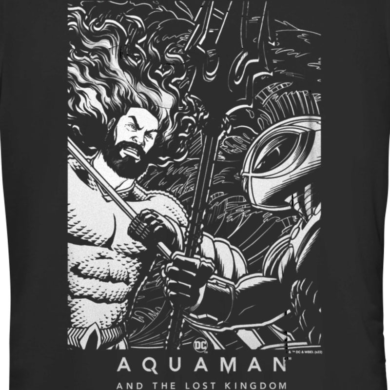 Junior's Aquaman and the Lost Kingdom Black and White Poster T-Shirt