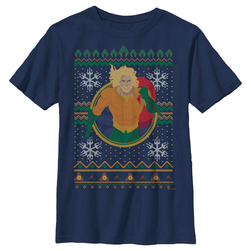 Boy's Aquaman Water King Ugly Sweater T-Shirt