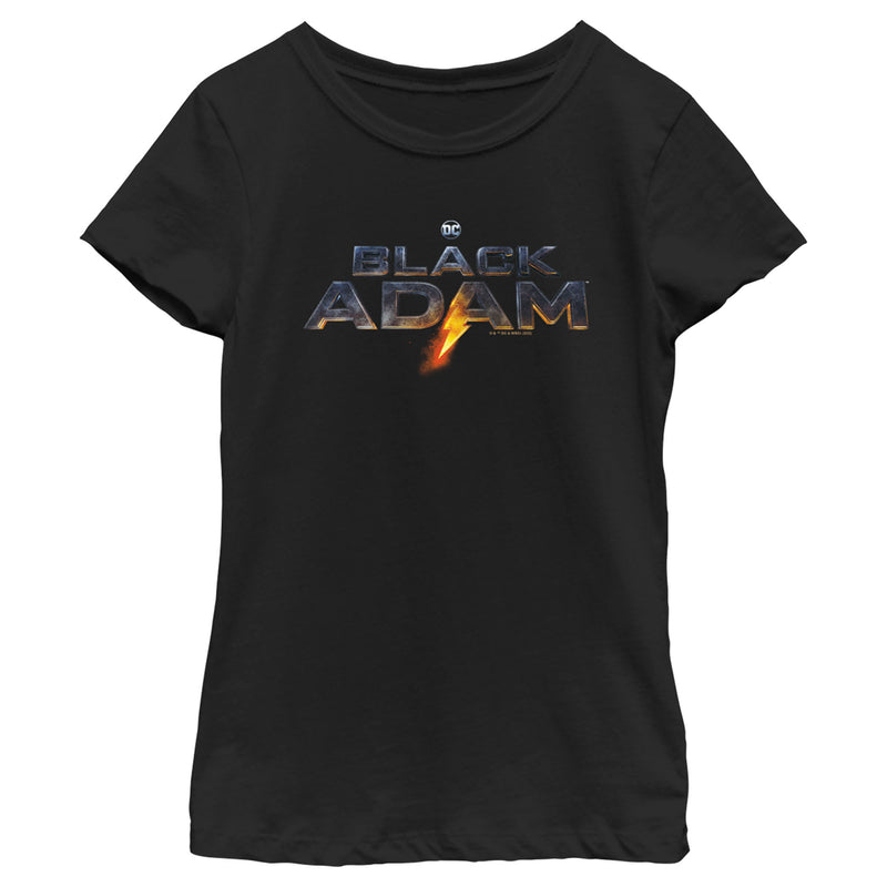 Girl's Black Adam Lightening Logo T-Shirt