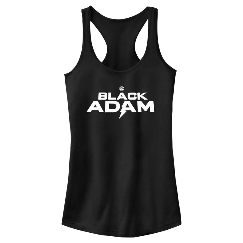 Junior's Black Adam White Logo Racerback Tank Top