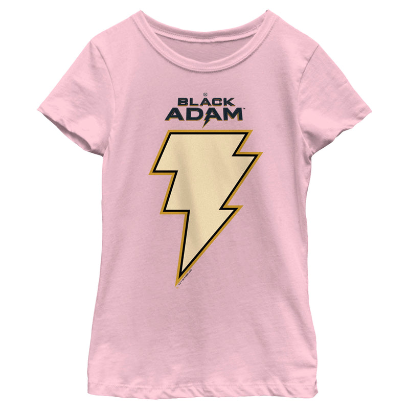 Girl's Black Adam Yellow Lightning Bolt T-Shirt