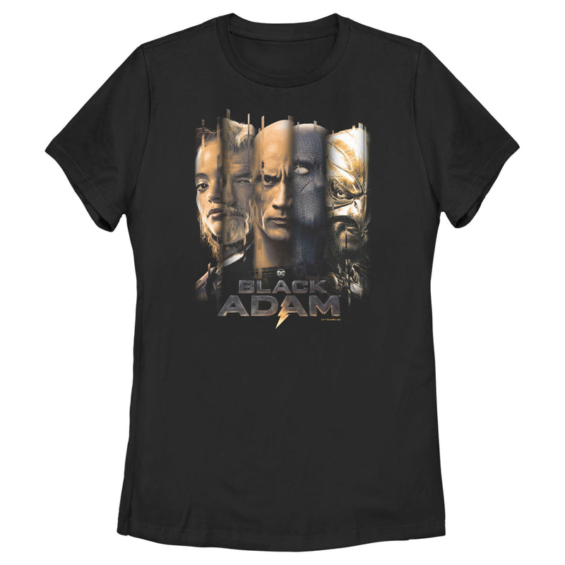 Women's Black Adam Faces of Justice T-Shirt