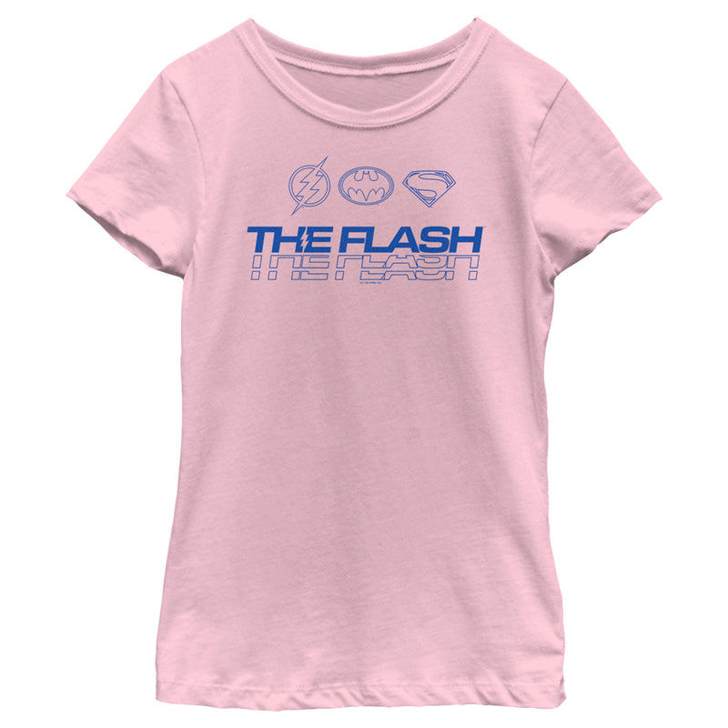 Girl's The Flash Heroes Classic Blue Emblems T-Shirt