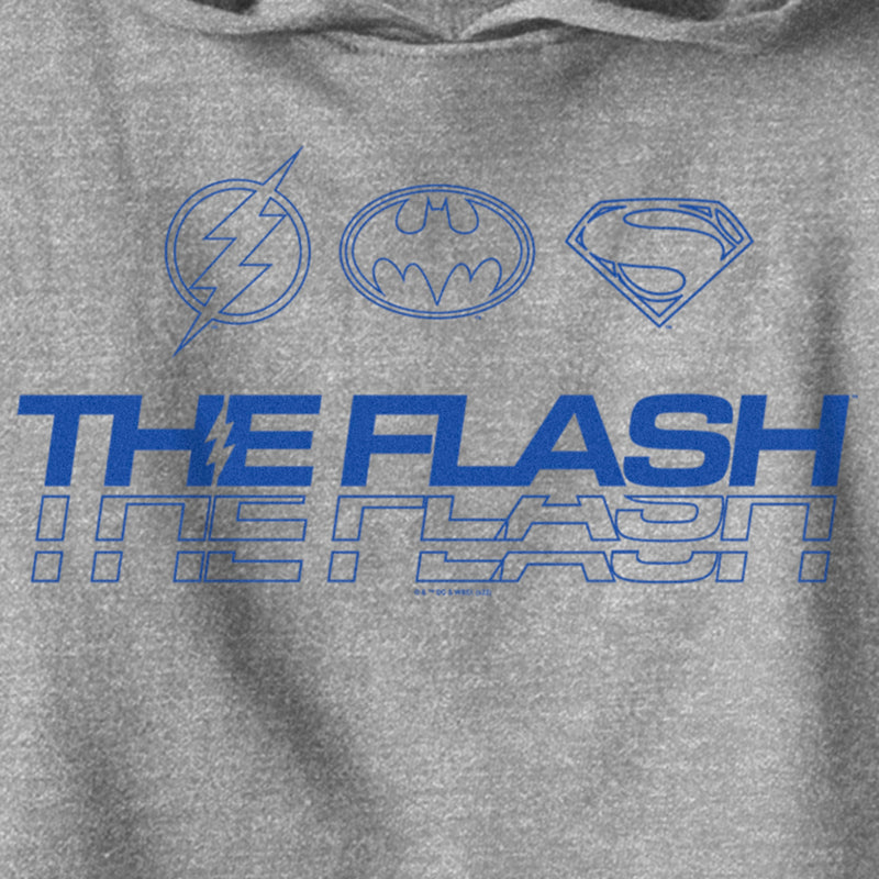 Boy's The Flash Heroes Classic Blue Emblems Pull Over Hoodie