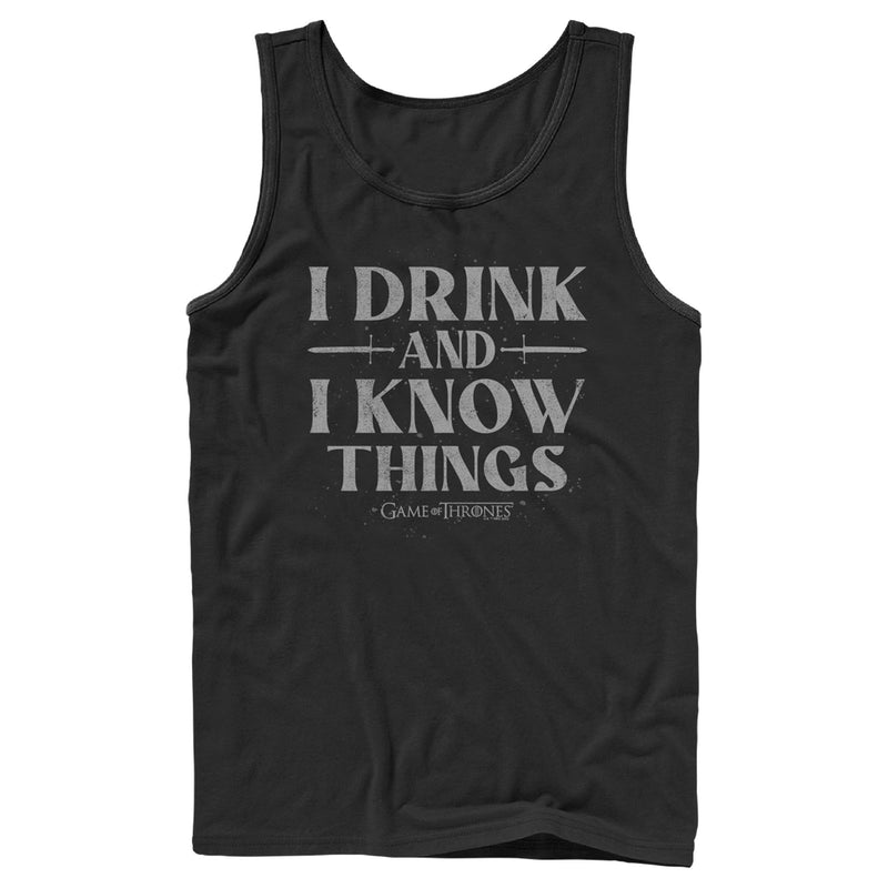 Men's Game of Thrones I Drink and I Know Things Gray Tank Top