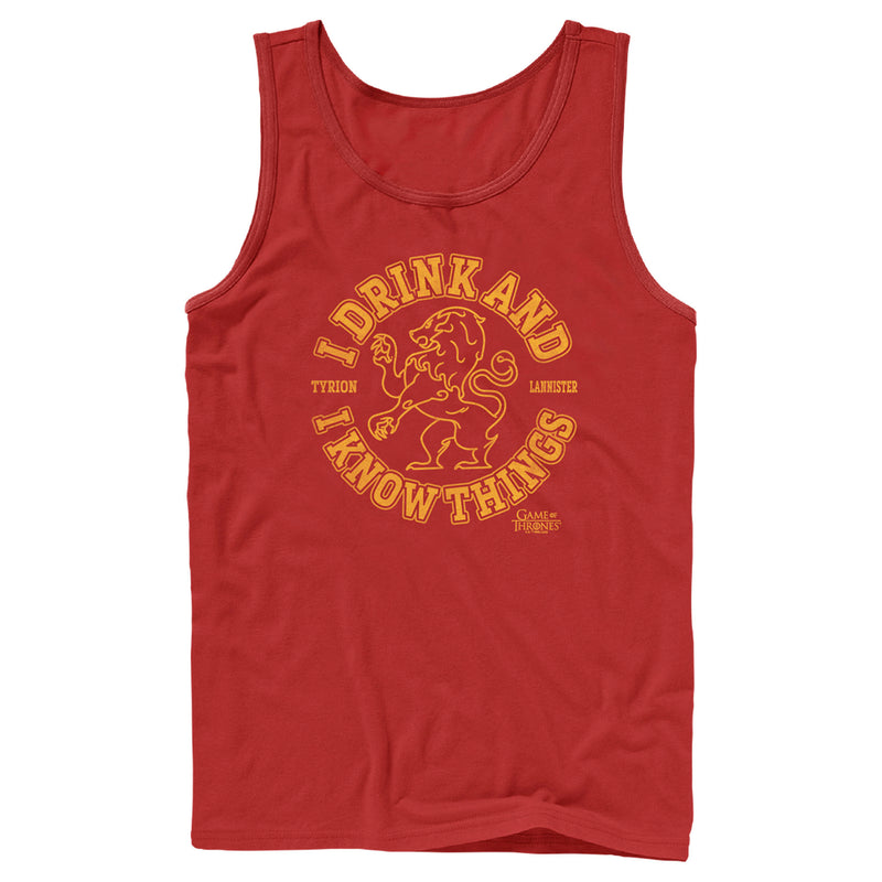 Men's Game of Thrones I Drink and I Know Things College Logo Tank Top