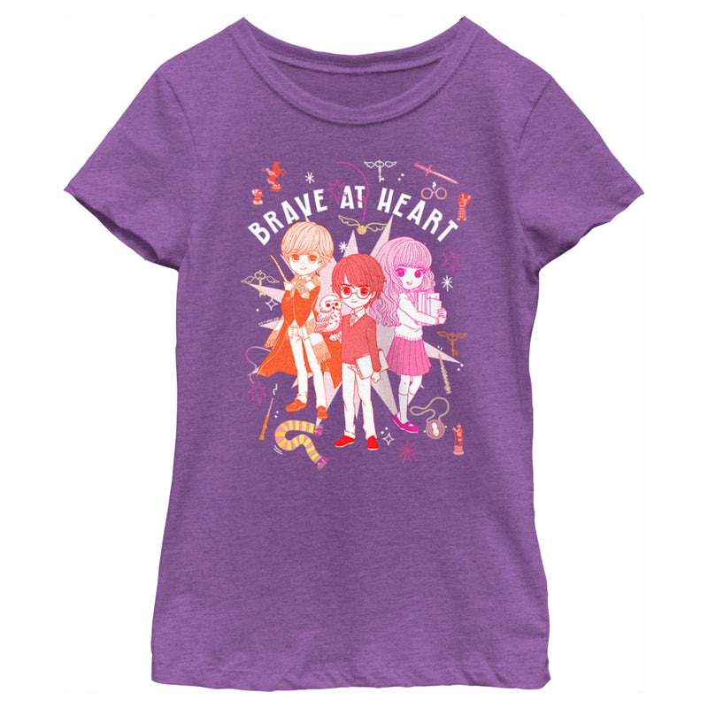 Girl's Harry Potter Brave at Heart Anime Friends T-Shirt