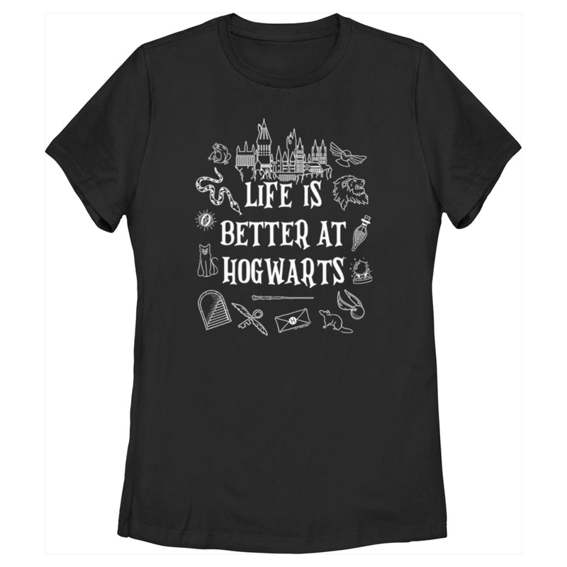 Women's Harry Potter Life is Better at Hogwarts Icons T-Shirt