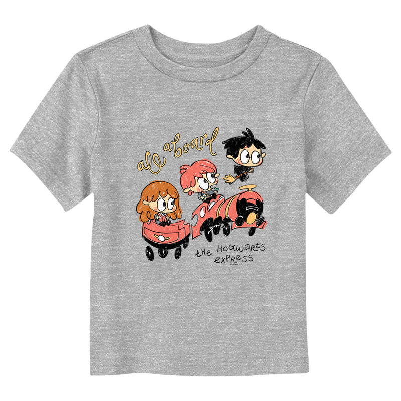 Toddler's Harry Potter All Board the Hogwarts Express Cute Drawing T-Shirt