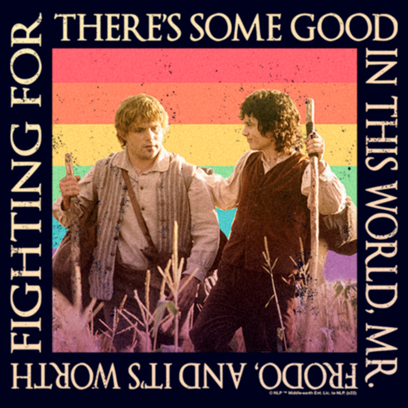 Junior's The Lord of the Rings Fellowship of the Ring Frodo and Samwise There's Some Good Rainbow T-Shirt