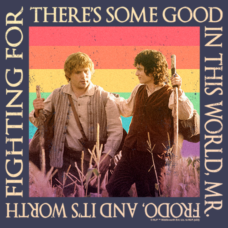 Men's The Lord of the Rings Fellowship of the Ring Frodo and Samwise There's Some Good Rainbow Tank Top