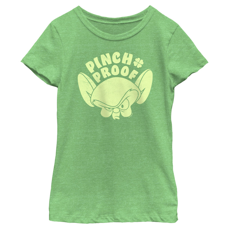 Girl's Pinky and the Brain Distressed Pinch Proof Brain Face T-Shirt