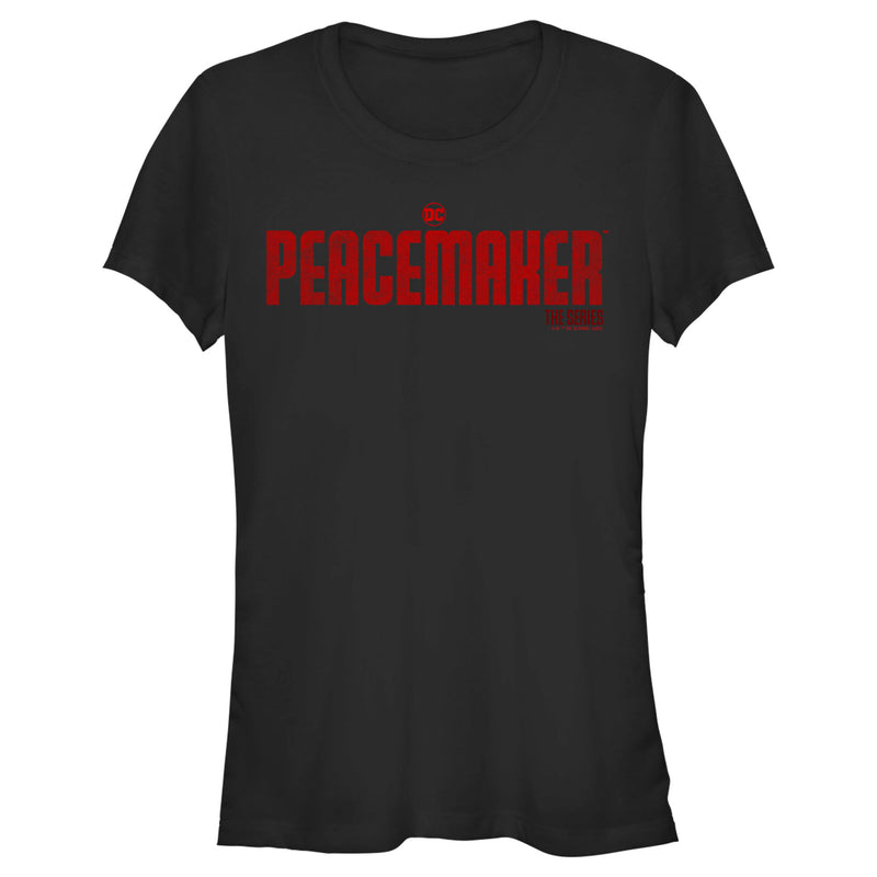 Junior's Peacemaker Red Distressed Logo T-Shirt