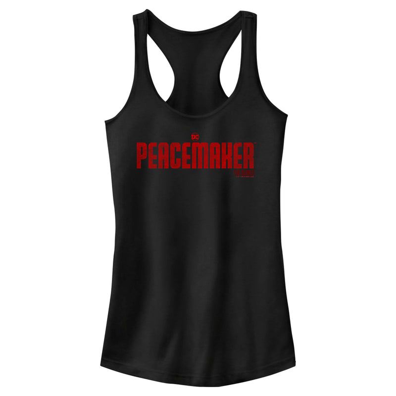 Junior's Peacemaker Red Distressed Logo Racerback Tank Top