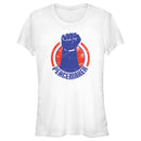 Junior's Peacemaker Blue Fist Circle T-Shirt