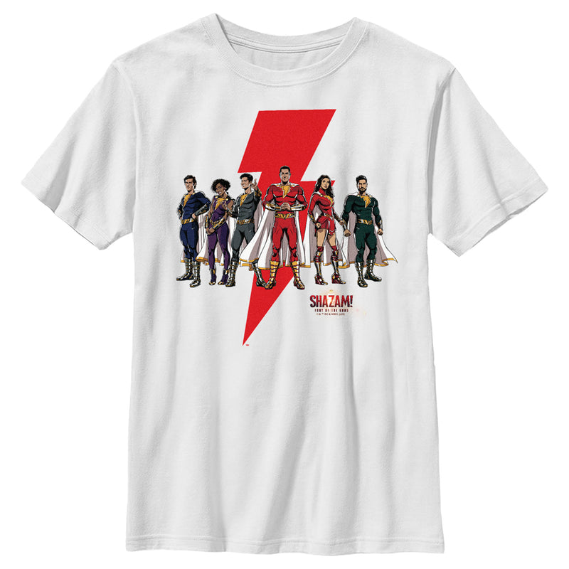 Boy's Shazam! Fury of the Gods Heroes Group Portrait T-Shirt