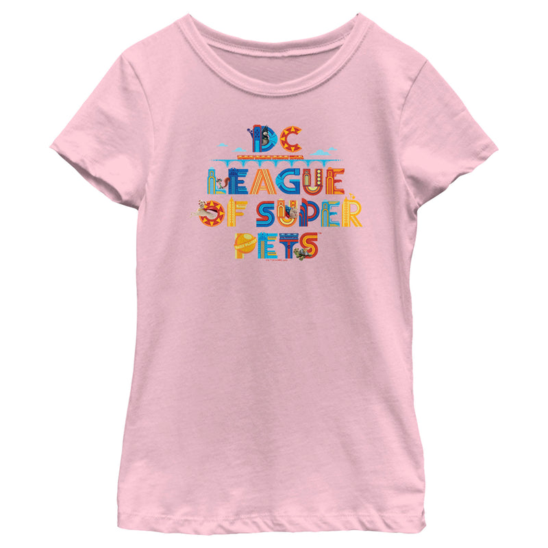 Girl's DC League of Super-Pets Colorful Logo T-Shirt