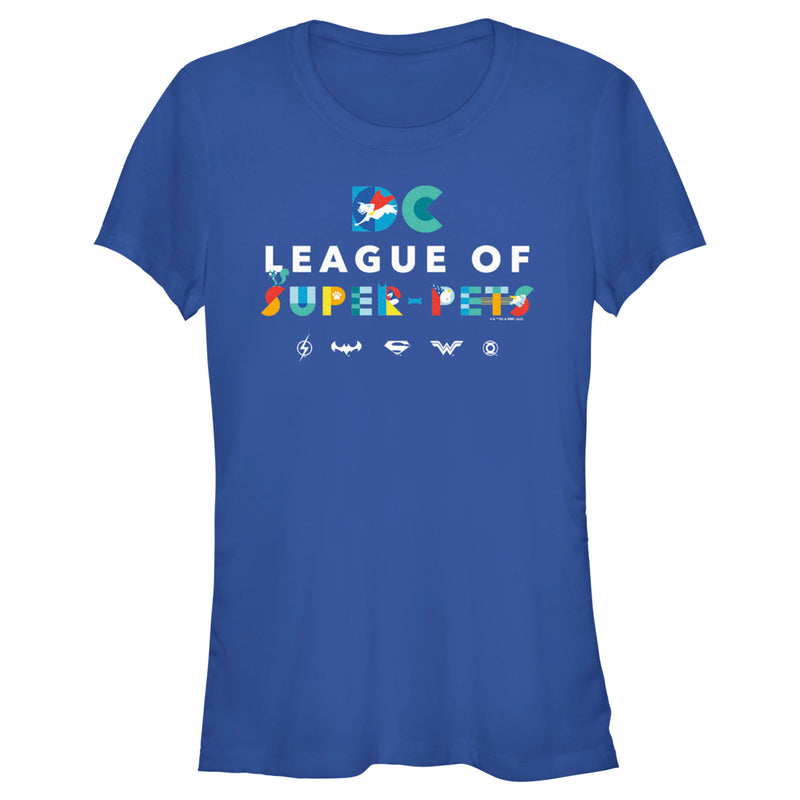Junior's DC League of Super-Pets Colorful Title T-Shirt
