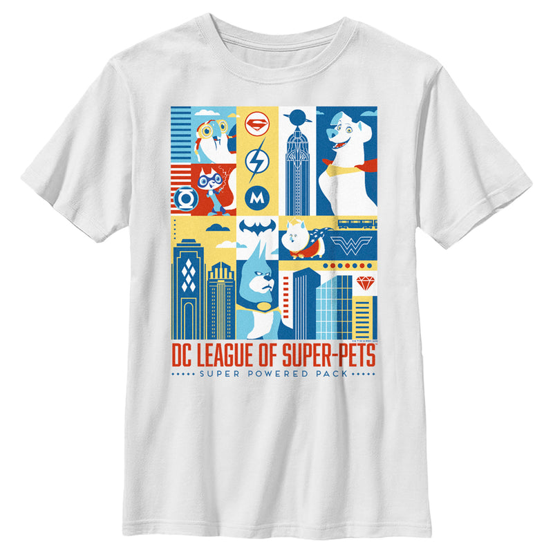 Boy's DC League of Super-Pets City Character Panels T-Shirt