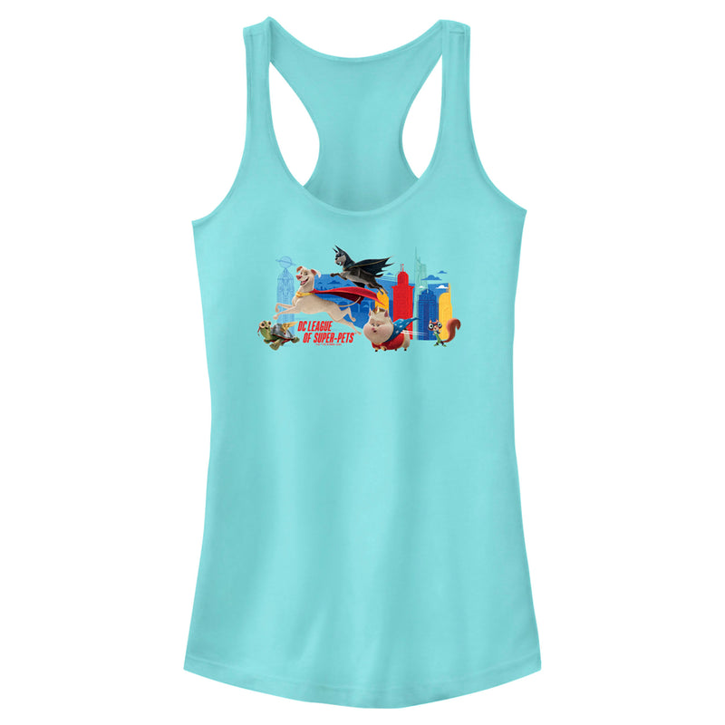 Junior's DC League of Super-Pets Metropolis Groupshot Racerback Tank Top