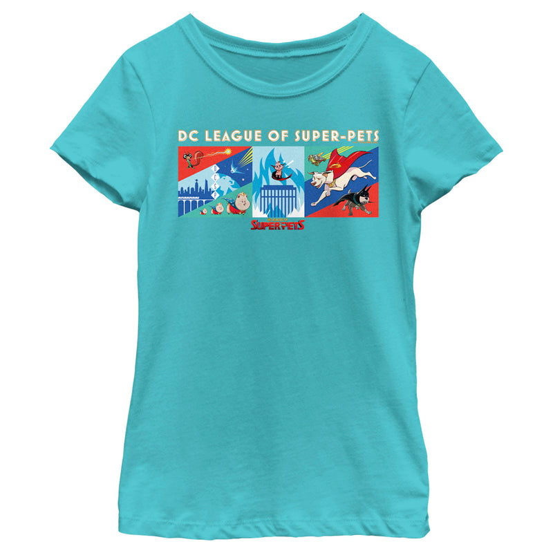 Girl's DC League of Super-Pets Super Pack Panels T-Shirt