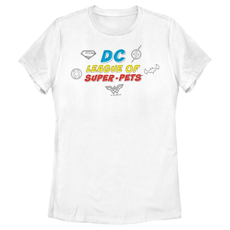 Women's DC League of Super-Pets Logo Doodle T-Shirt