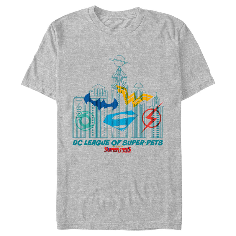 Men's DC League of Super-Pets Metropolis Skyline Outline T-Shirt