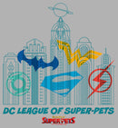 Boy's DC League of Super-Pets Metropolis Skyline Outline T-Shirt