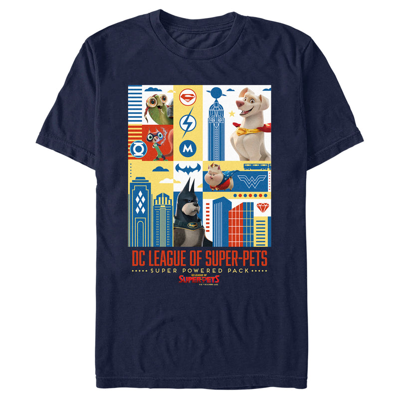 Men's DC League of Super-Pets Super Powered Pack Panels T-Shirt