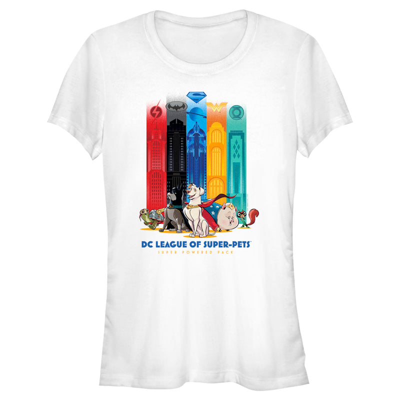 Junior's DC League of Super-Pets Super Powered Pack Towers T-Shirt