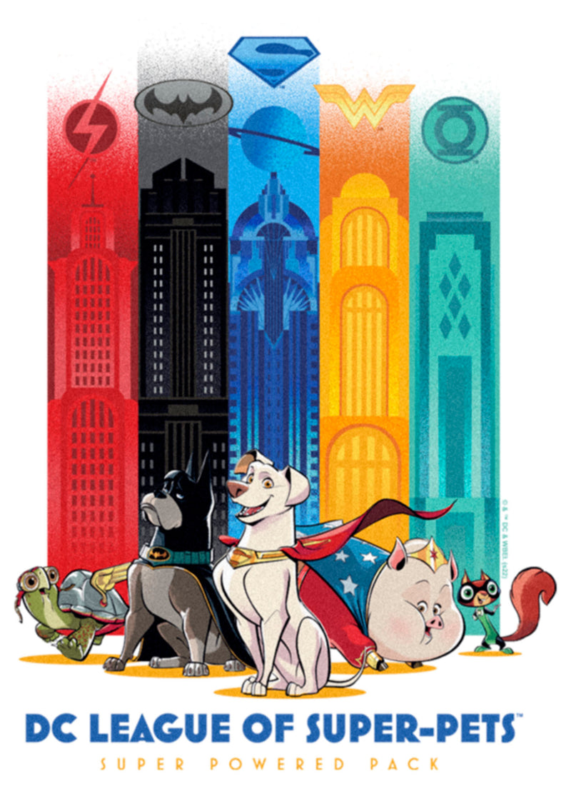 Junior's DC League of Super-Pets Super Powered Pack Towers T-Shirt