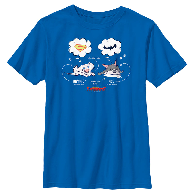 Boy's DC League of Super-Pets Cartoon Krypto and Ace Dreams T-Shirt