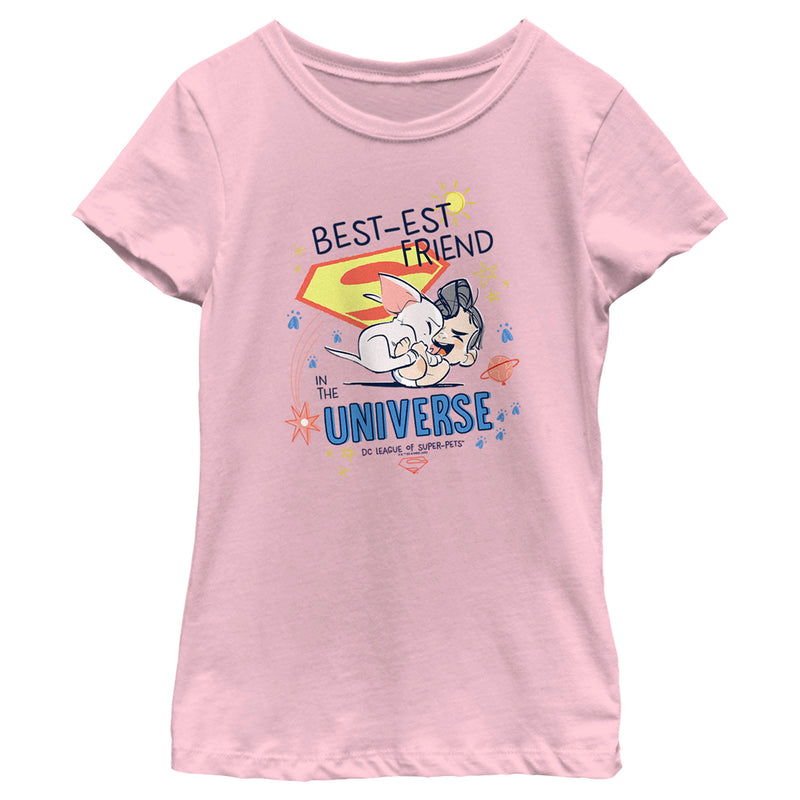 Girl's DC League of Super-Pets Cartoon Best-est Friend in the Universe T-Shirt