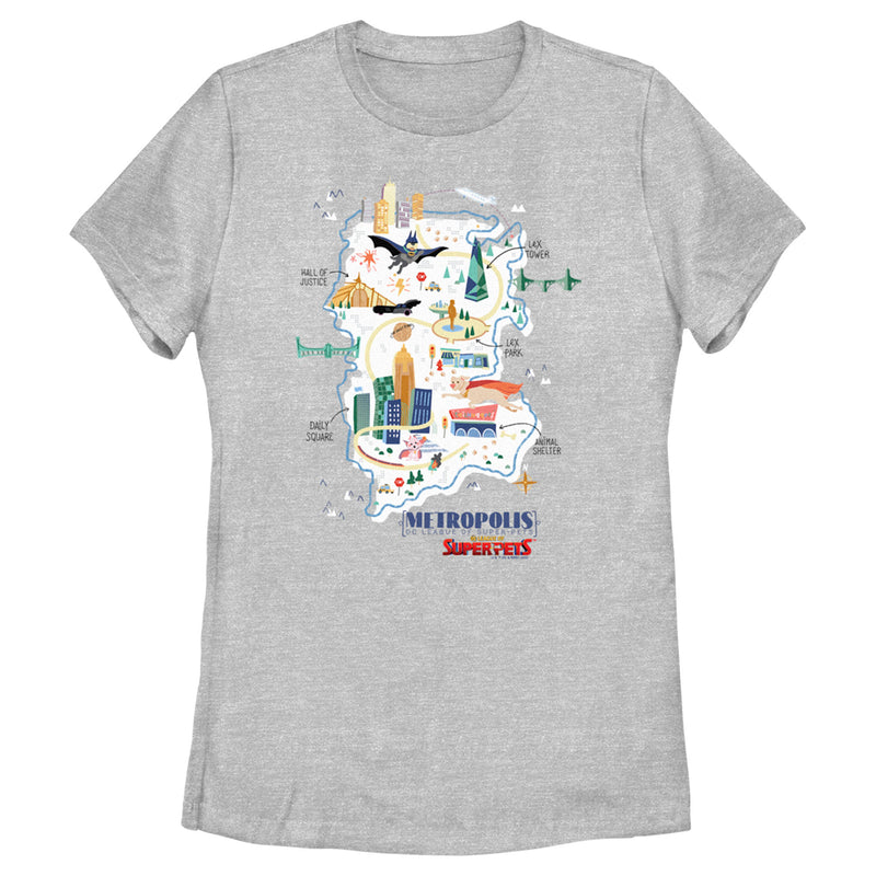 Women's DC League of Super-Pets Metropolis Map T-Shirt