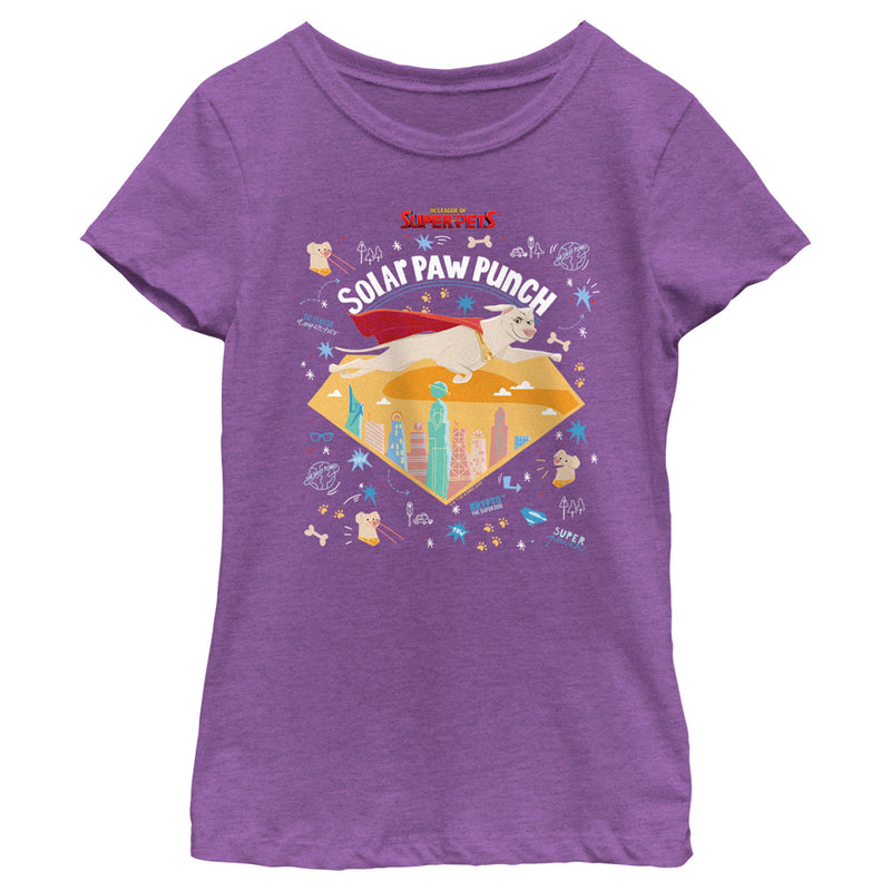 Girl's DC League of Super-Pets Krypto Solar Paw Punch T-Shirt