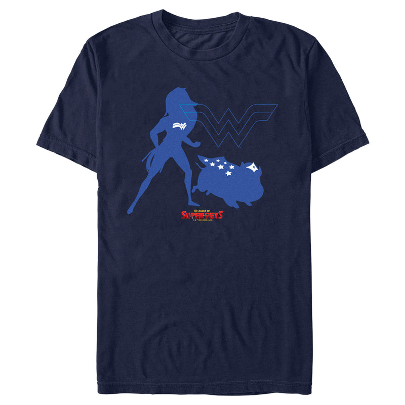 Men's DC League of Super-Pets Wonder Woman and PB Silhouette T-Shirt