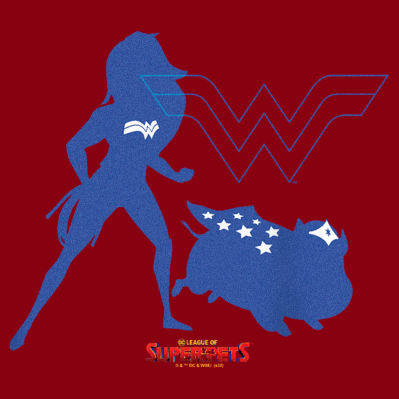 Junior's DC League of Super-Pets Wonder Woman and PB Silhouette Racerback Tank Top