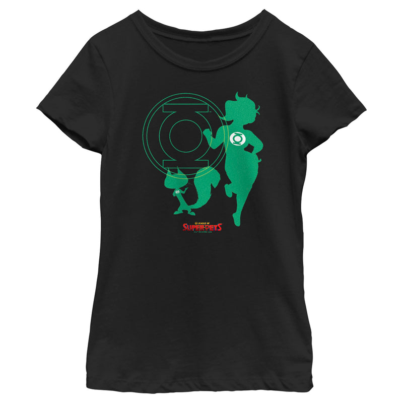 Girl's DC League of Super-Pets Green Lantern and Chip Silhouettes T-Shirt