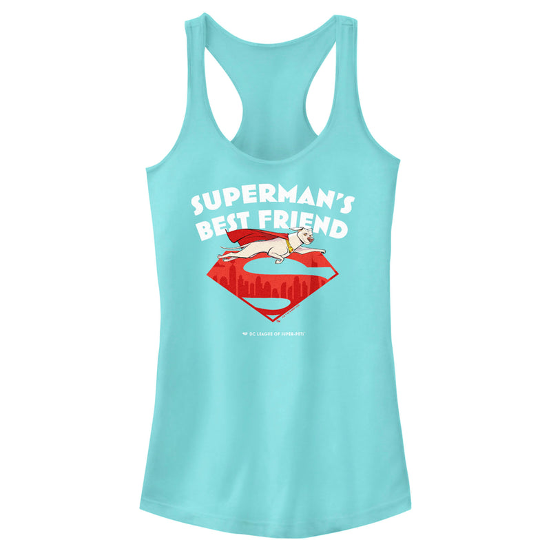 Junior's DC League of Super-Pets Superman's Best Friend Flying Krypto Racerback Tank Top