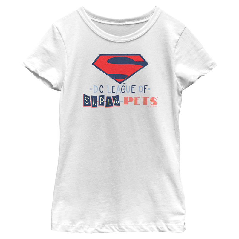 Girl's DC League of Super-Pets Superman Logo Cutouts T-Shirt