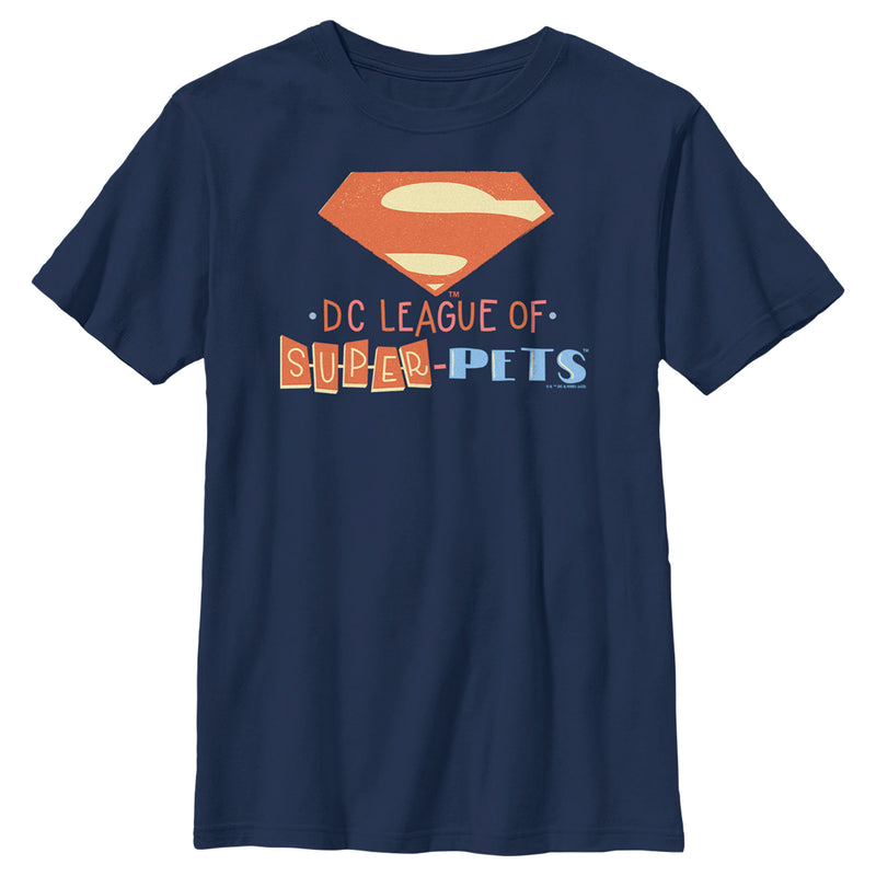 Boy's DC League of Super-Pets Superman Emblem Cutouts T-Shirt